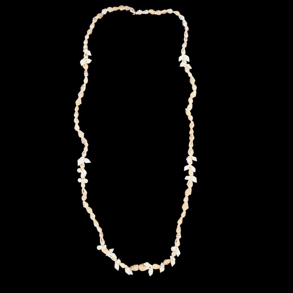 VTG 70s 80s Nassarius‎ & Cerith Shell Necklace 35" Natural Coastal Beachy Boho